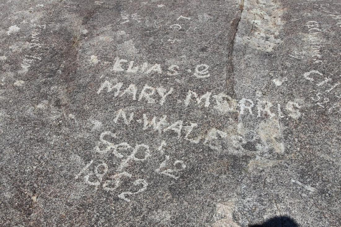 Names of pioneers inscribed on Independence Rock