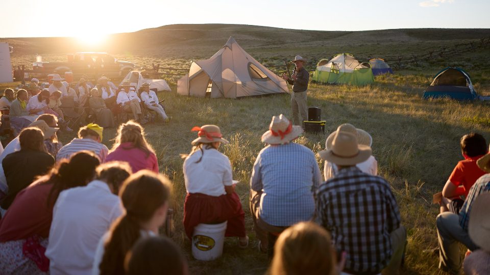 Trek testimony meeting at sunset